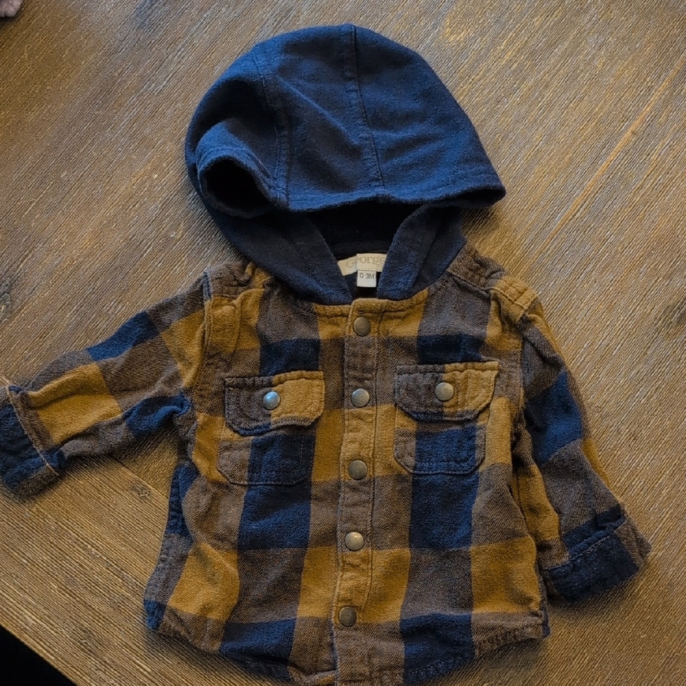 George Kids Plaid Shirt With Hood